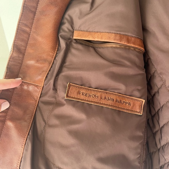 Hugo Boss Mens Lamb Leather Tan Jacket - Picture 2 of 7